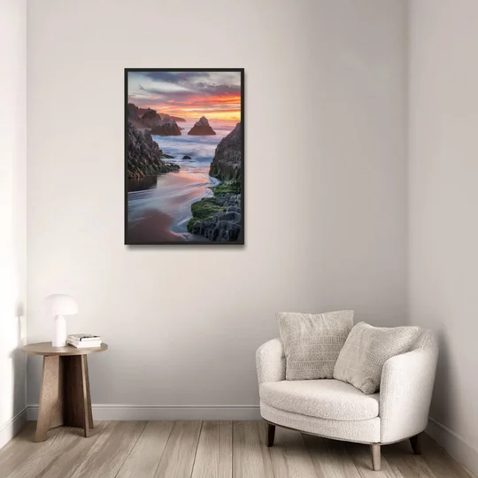 Bandon Rocky Shoreline - Black Framed Canvas Wall Art - Sofa - 24x36