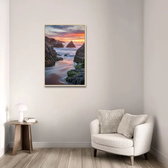 Bandon Rocky Shoreline - Oak Framed Canvas Wall Art - Sofa - 24x36