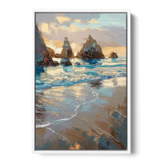 Bandon Seaside Serenity - White Framed Canvas Wall Art - Front
