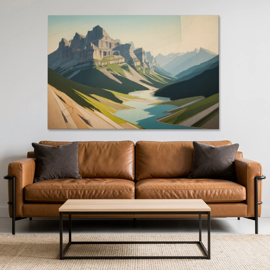 Banff Alpine Peaks - Canvas Wall Art - Sofa - 60x40