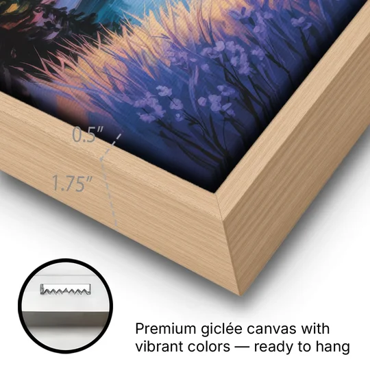 Banff National Park at Night - Oak Framed Canvas Wall Art - Gallery Wrap Corner