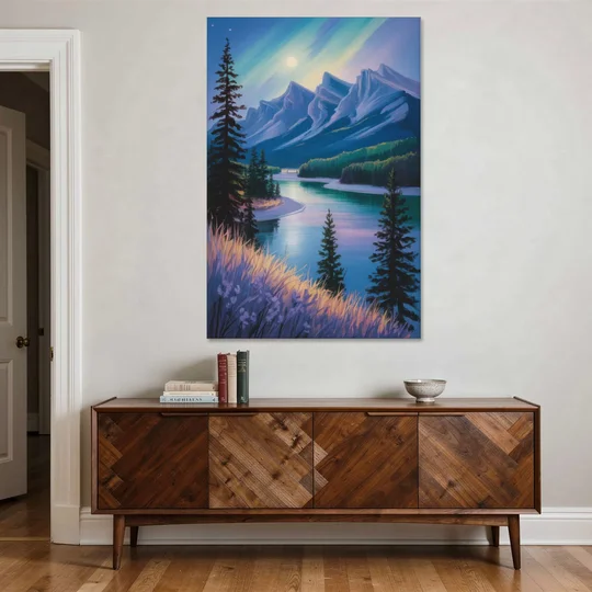 Banff National Park at Night - Canvas Wall Art - Coffee Table - 40x60