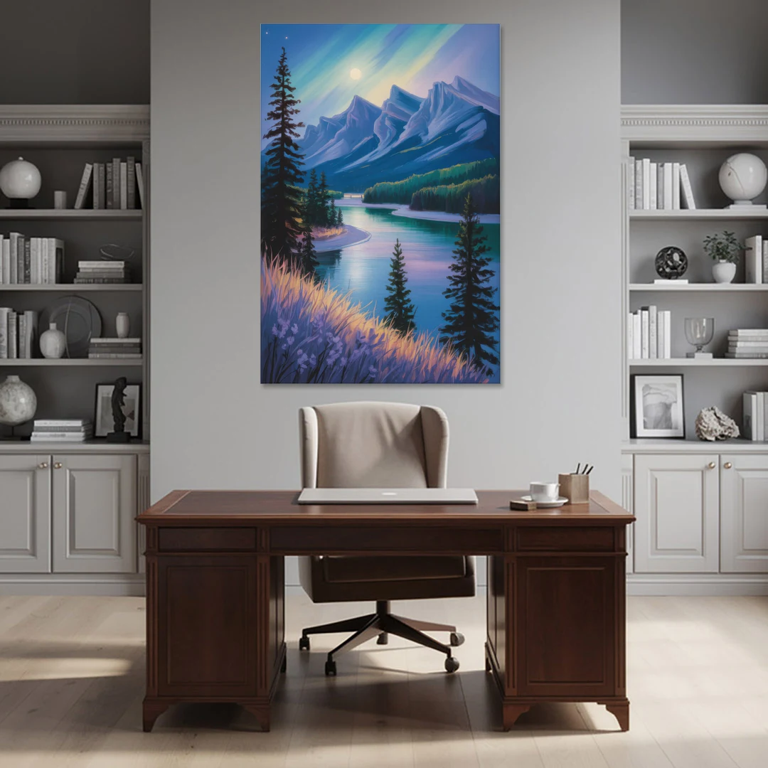 Banff National Park at Night - Canvas Wall Art - Office - 40x60