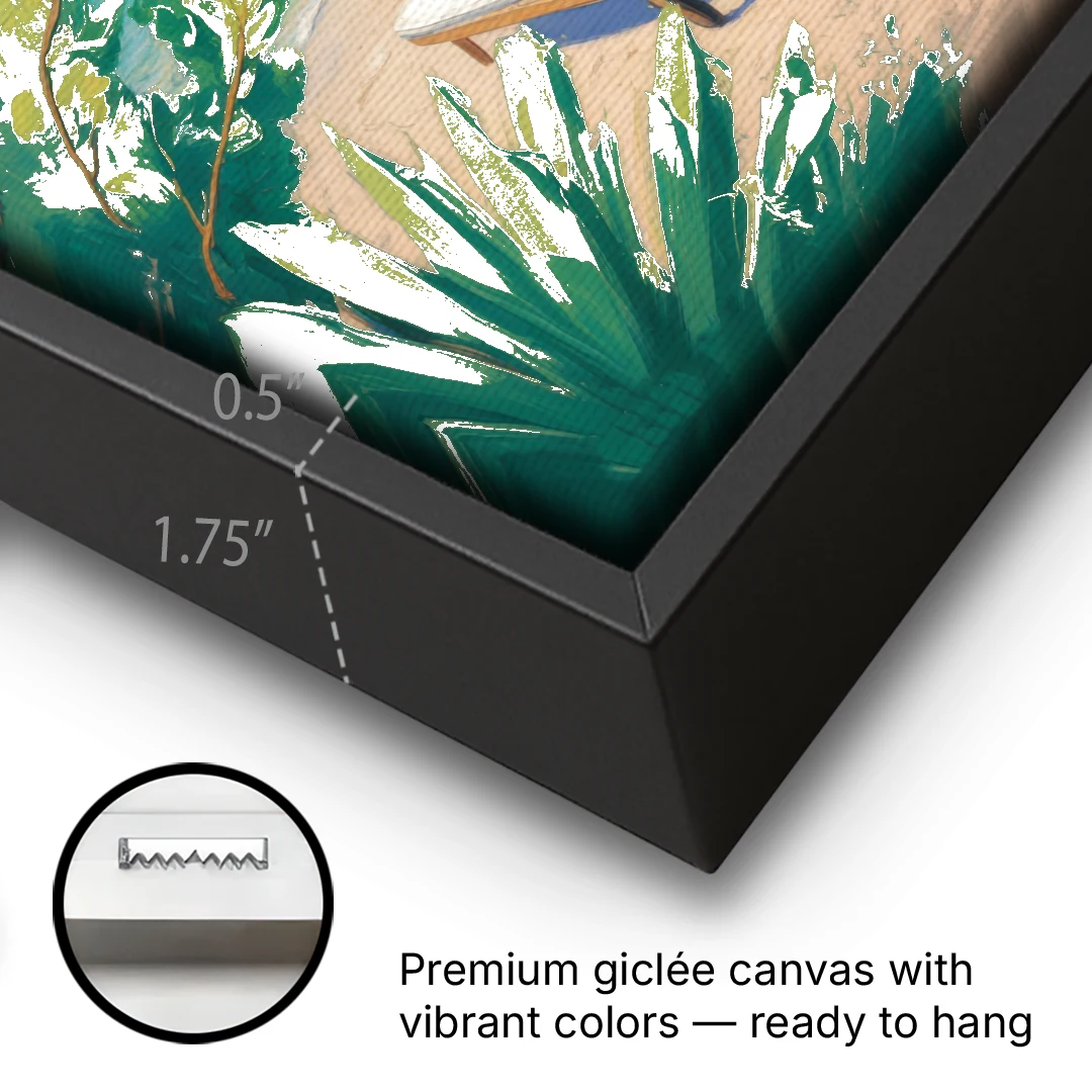 Banje Beach Bliss - Black Framed Canvas Wall Art - Gallery Wrap Corner