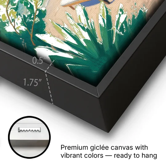 Banje Beach Bliss - Black Framed Canvas Wall Art - Gallery Wrap Corner