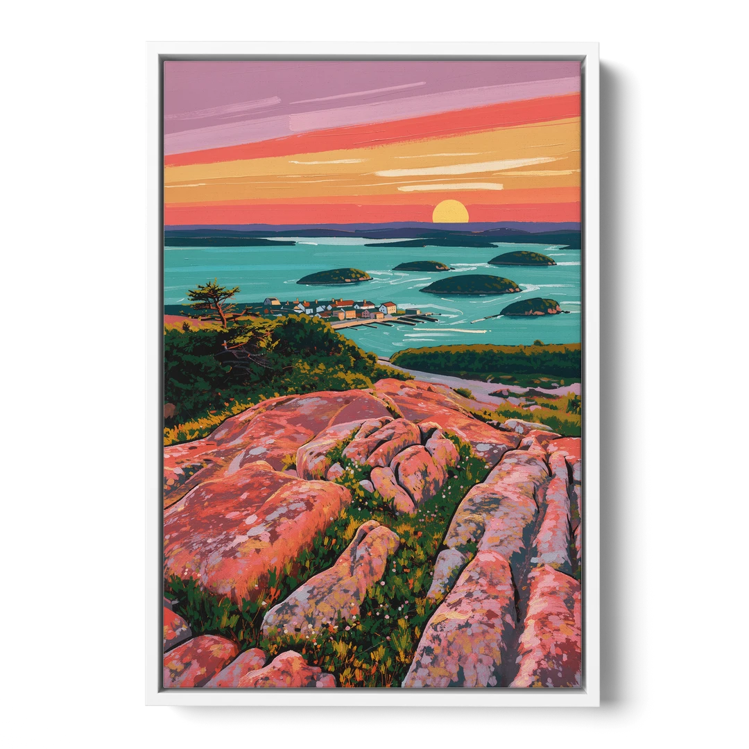 Bar Harbor Acadia National Park - White Framed Canvas Wall Art - Front