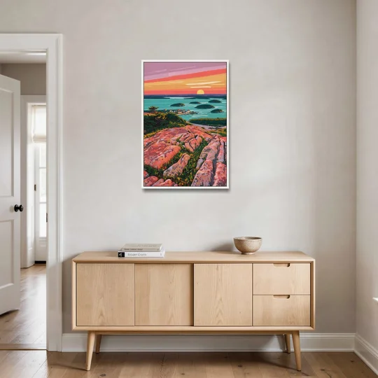 Bar Harbor Acadia National Park - White Framed Canvas Wall Art - Coffee Table - 24x36