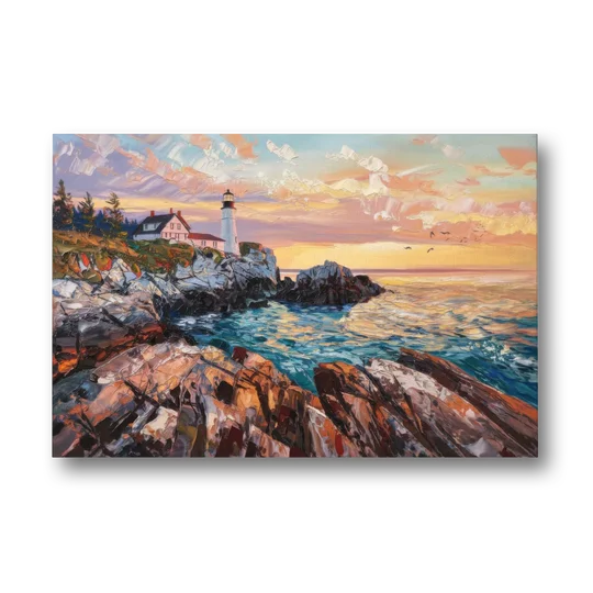 Bar Harbor Lighthouse Landscape - Canvas Wall Art - Front