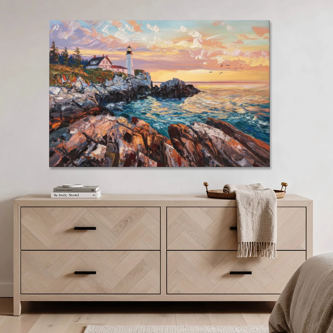 Bar Harbor Lighthouse Landscape - Canvas Wall Art - Coffee Table - 60x40