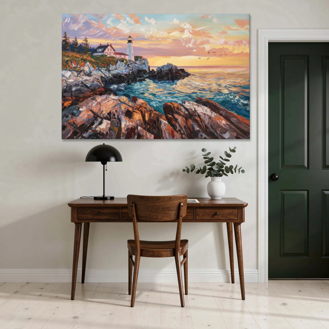 Bar Harbor Lighthouse Landscape - Canvas Wall Art - Office - 60x40