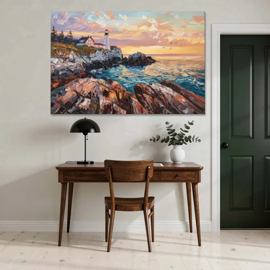 Bar Harbor Lighthouse Landscape - Canvas Wall Art - Office - 60x40