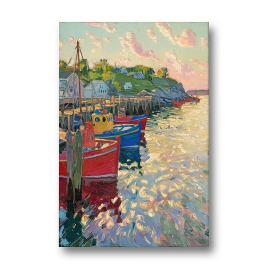 Bar Harbor Lobster Boats Harbor - Canvas Wall Art - Front