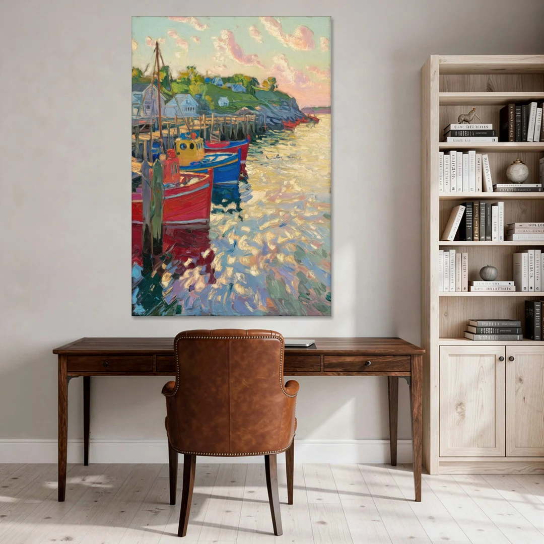 Bar Harbor Lobster Boats Harbor - Canvas Wall Art - Office - 40x60