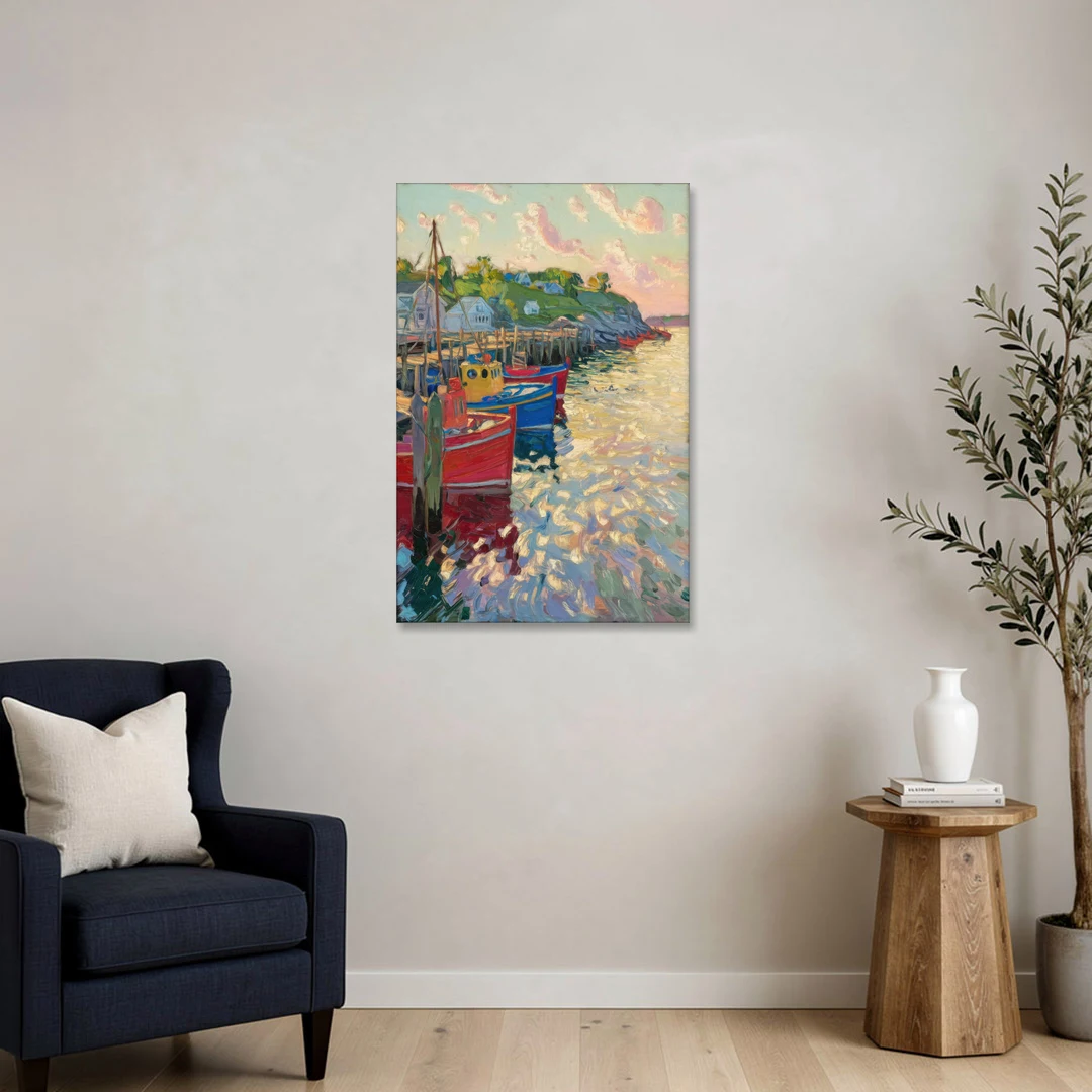 Bar Harbor Lobster Boats Harbor - Canvas Wall Art - Sofa - 24x36