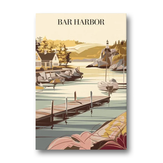 Bar Harbor New England Charm - Canvas Wall Art - Front