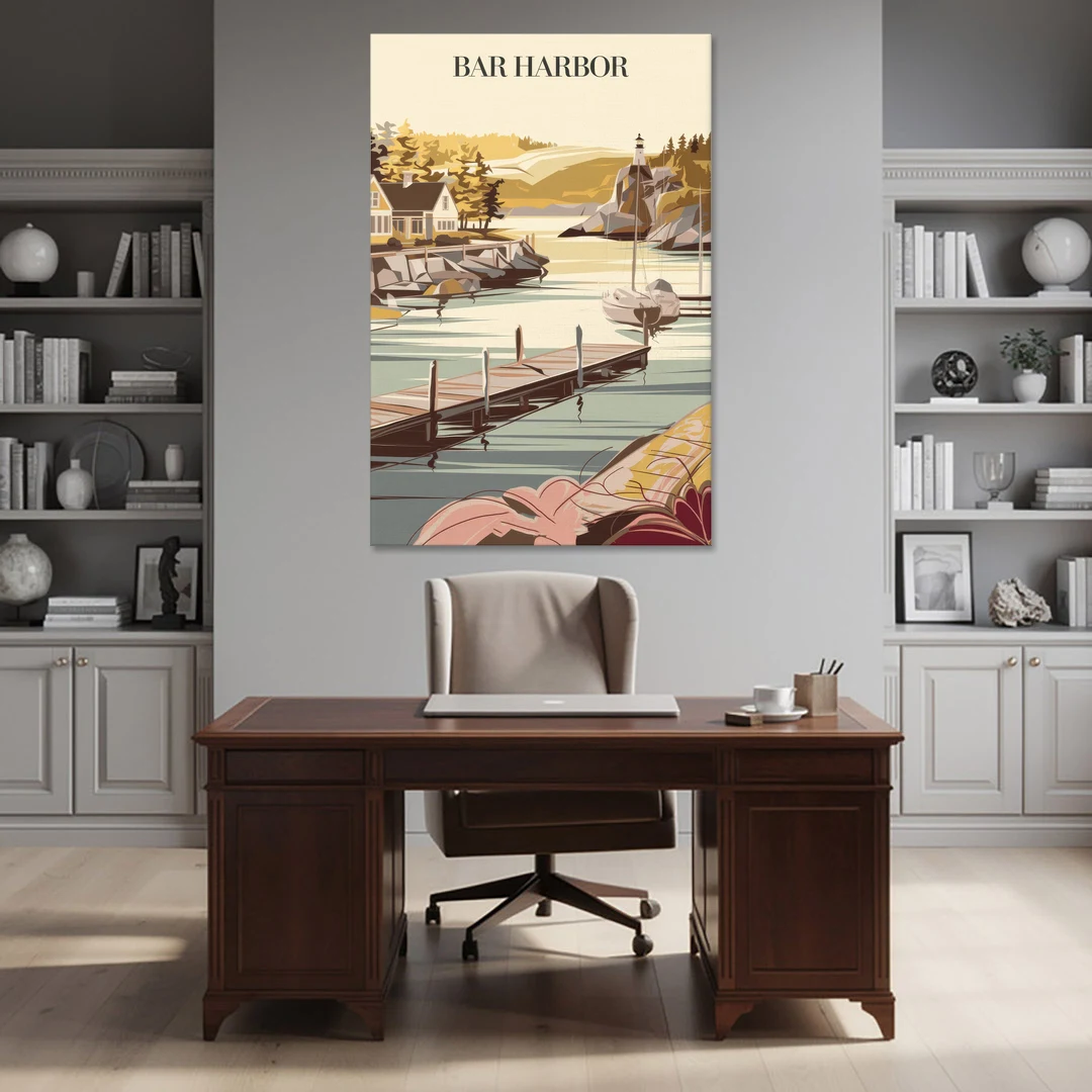 Bar Harbor New England Charm - Canvas Wall Art - Office - 40x60