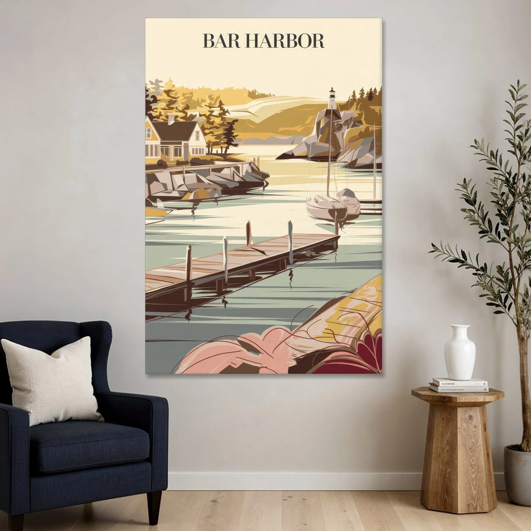 Bar Harbor New England Charm - Canvas Wall Art - Sofa - 40x60