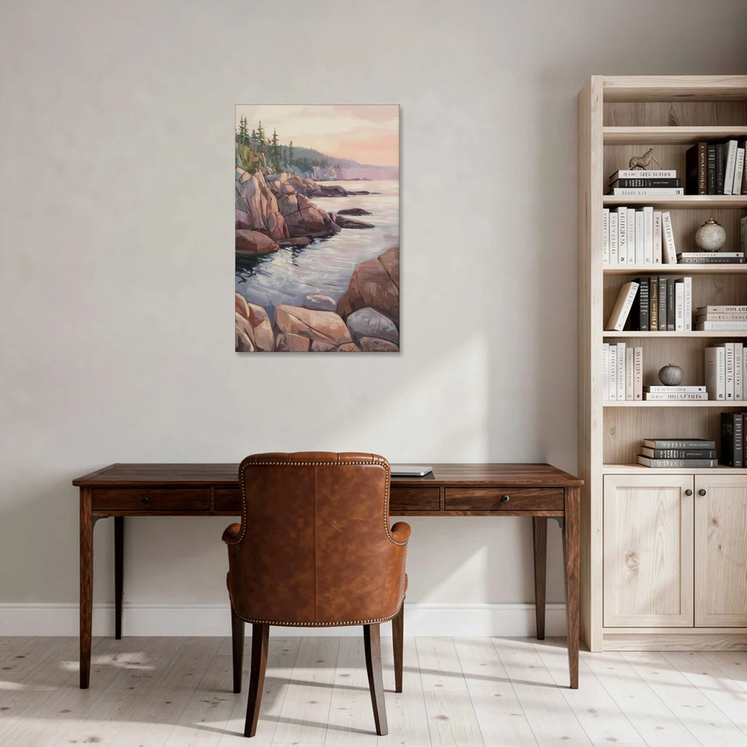 Bar Harbor Rocky Shoreline - Canvas Wall Art - Office - 24x36