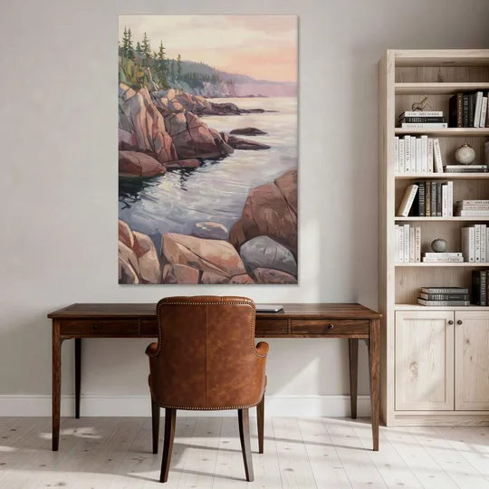 Bar Harbor Rocky Shoreline - Canvas Wall Art - Office - 40x60