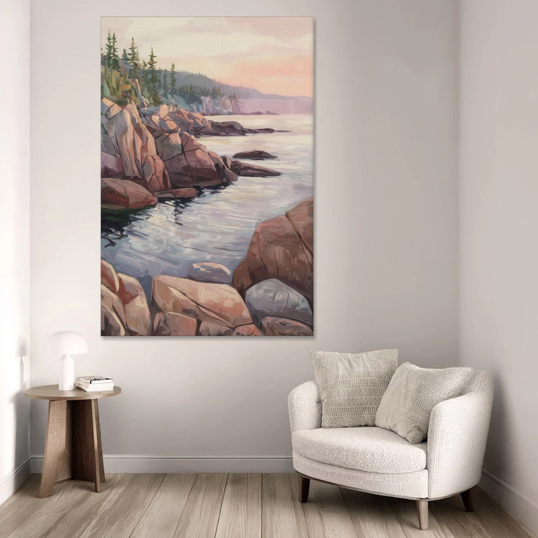 Bar Harbor Rocky Shoreline - Canvas Wall Art - Sofa - 40x60