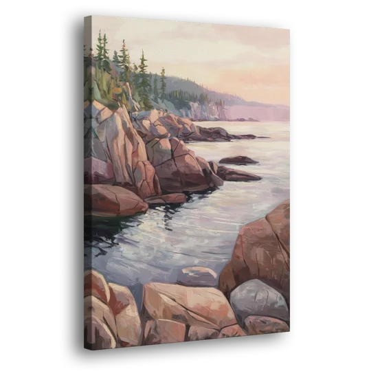 Bar Harbor Rocky Shoreline - Canvas Wall Art - Side