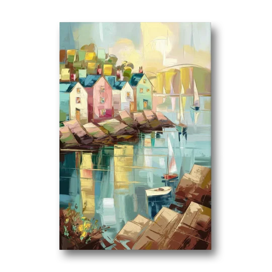 Bar Harbor Seaside Village - Canvas Wall Art - Front
