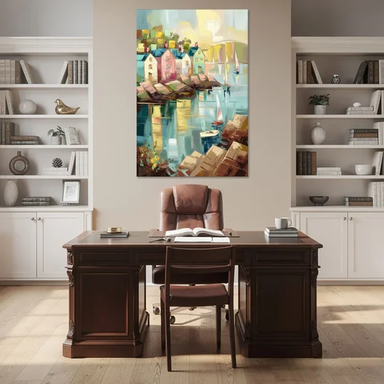 Bar Harbor Seaside Village - Canvas Wall Art - Office - 40x60