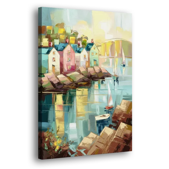 Bar Harbor Seaside Village - Canvas Wall Art - Side