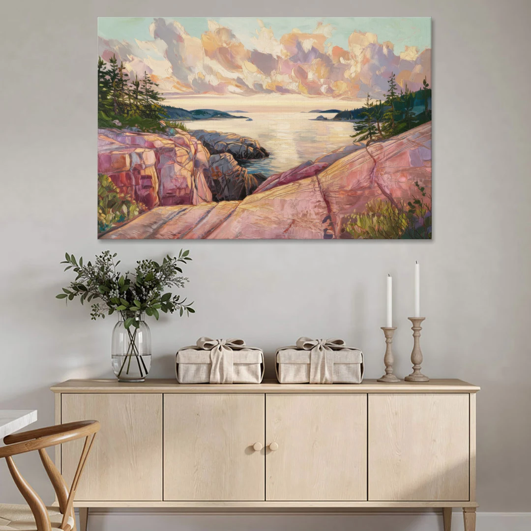 Bar Harbor Sunrise Over Acadia - Canvas Wall Art - Coffee Table - 60x40