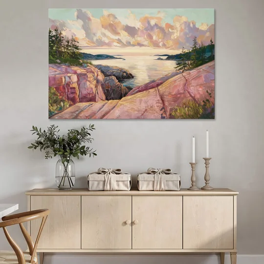 Bar Harbor Sunrise Over Acadia - Canvas Wall Art - Coffee Table - 60x40