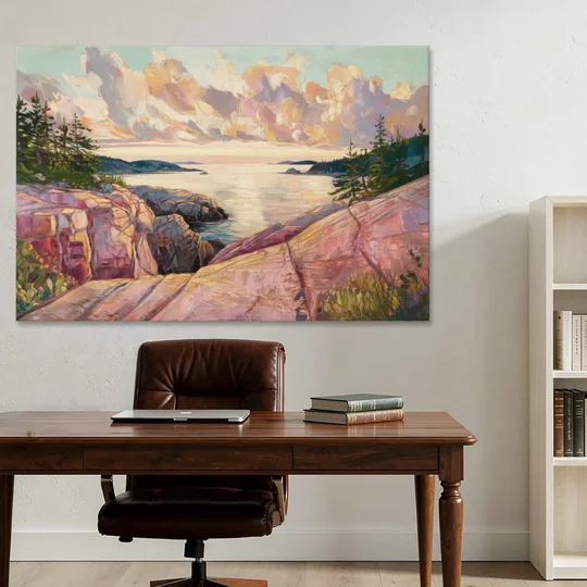 Bar Harbor Sunrise Over Acadia - Canvas Wall Art - Office - 60x40