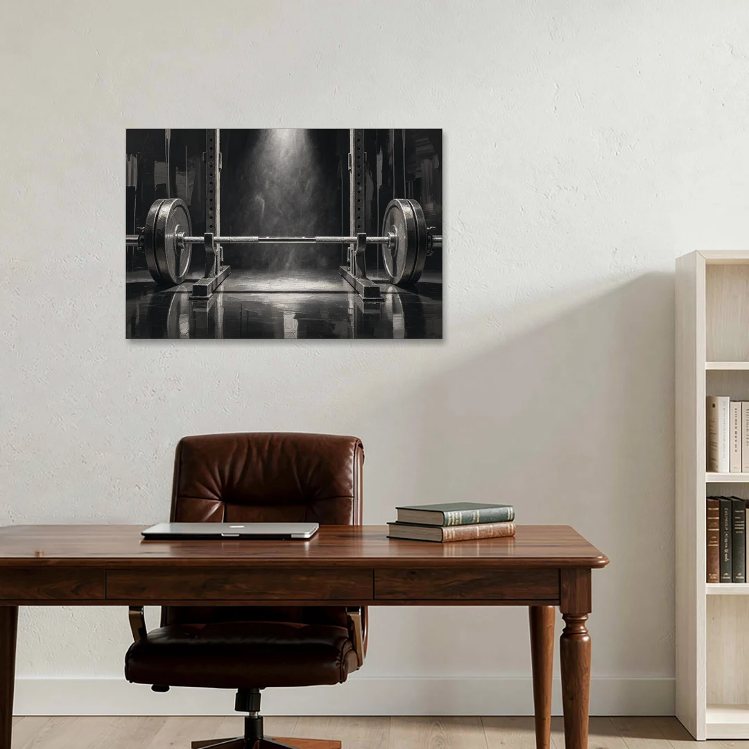 Barbell Wall Art in the Chalk Dust Spotlight - Canvas Wall Art - Office - 36x24