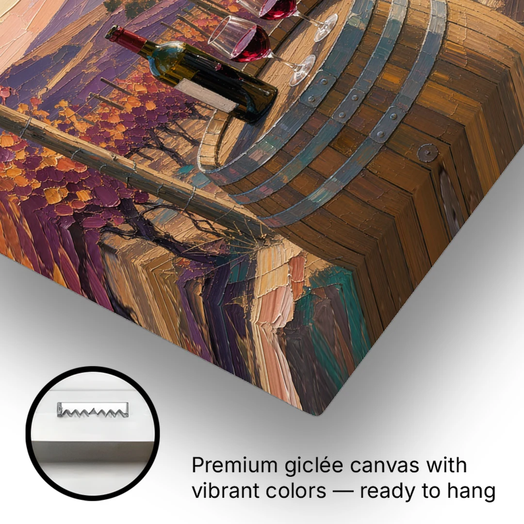 Barrel Table Above the River for the Dining Room - Canvas Wall Art - Gallery Wrap Corner