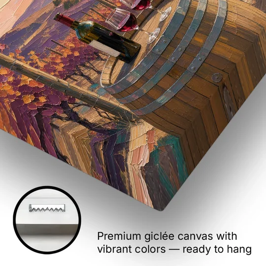 Barrel Table Above the River for the Dining Room - Canvas Wall Art - Gallery Wrap Corner