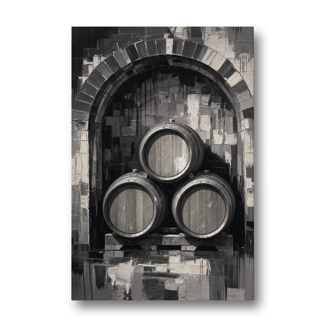 Basement Bar Wall Art of Three Oak Barrels - Canvas Wall Art - Front