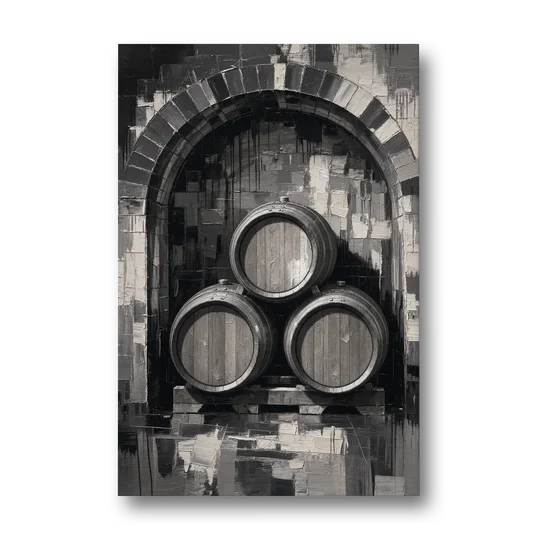 Basement Bar Wall Art of Three Oak Barrels - Canvas Wall Art - Front