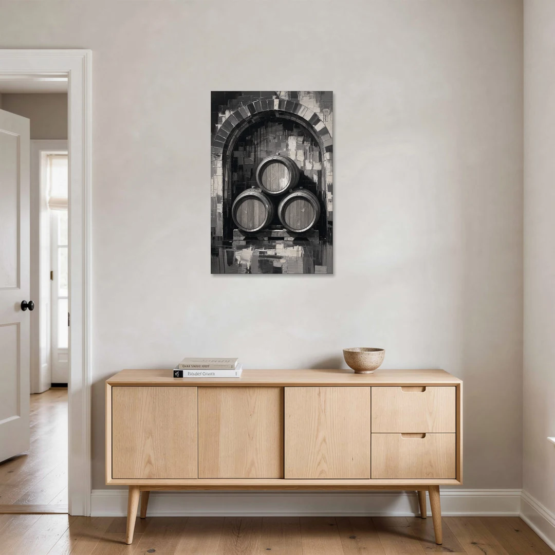 Basement Bar Wall Art of Three Oak Barrels - Canvas Wall Art - Coffee Table - 24x36