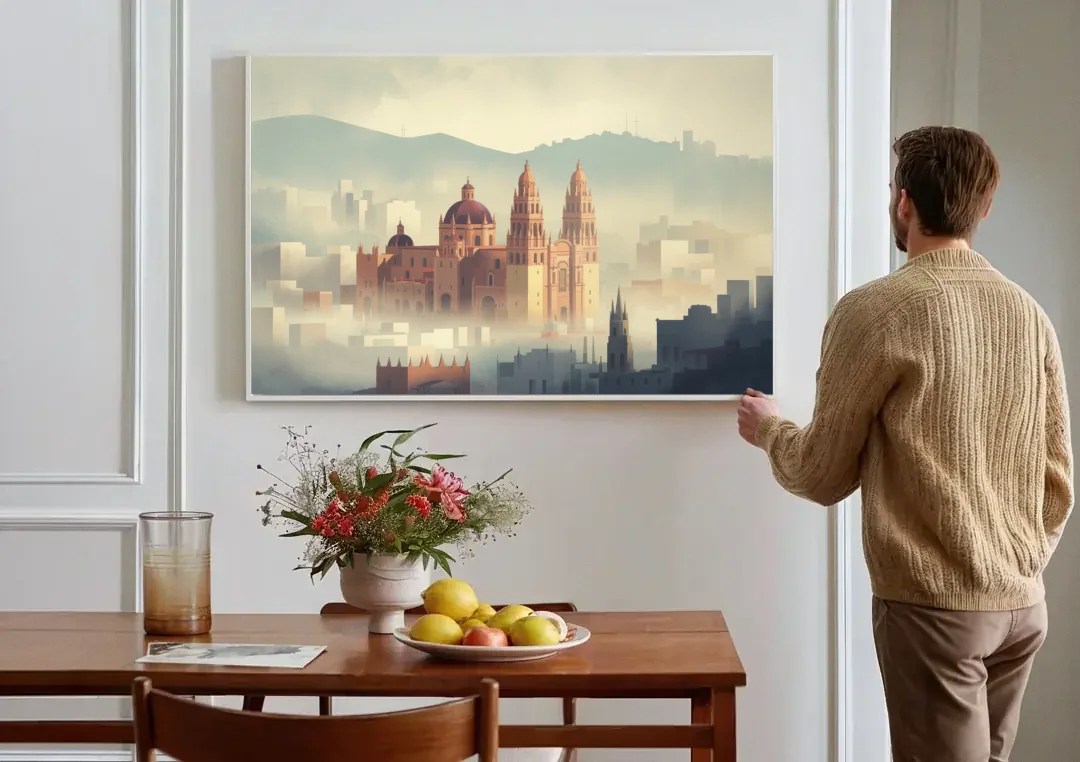 Basílica de Guanajuato canvas wall art above a dining table