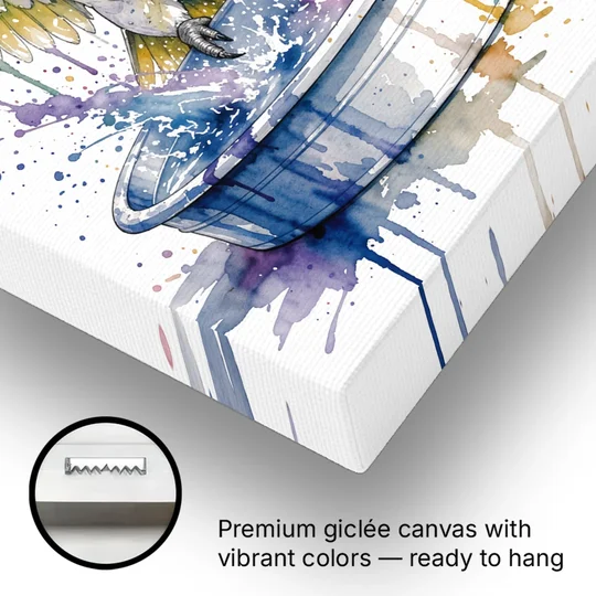 Bath Time Wall Art with a Splashing Cockatoo - Canvas Wall Art - Gallery Wrap Corner