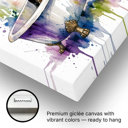 Bathroom Animal Wall Art Fox in a Dry Tub - Canvas Wall Art - Gallery Wrap Corner