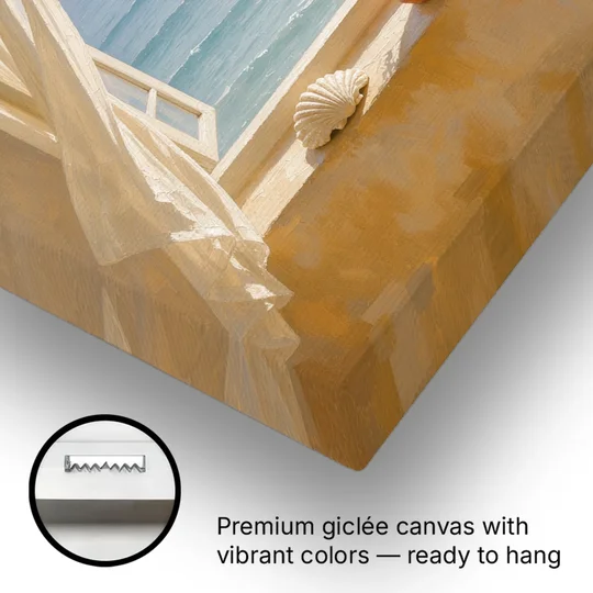 Bathroom Art Prints Arched Window to the Sea - Canvas Wall Art - Gallery Wrap Corner