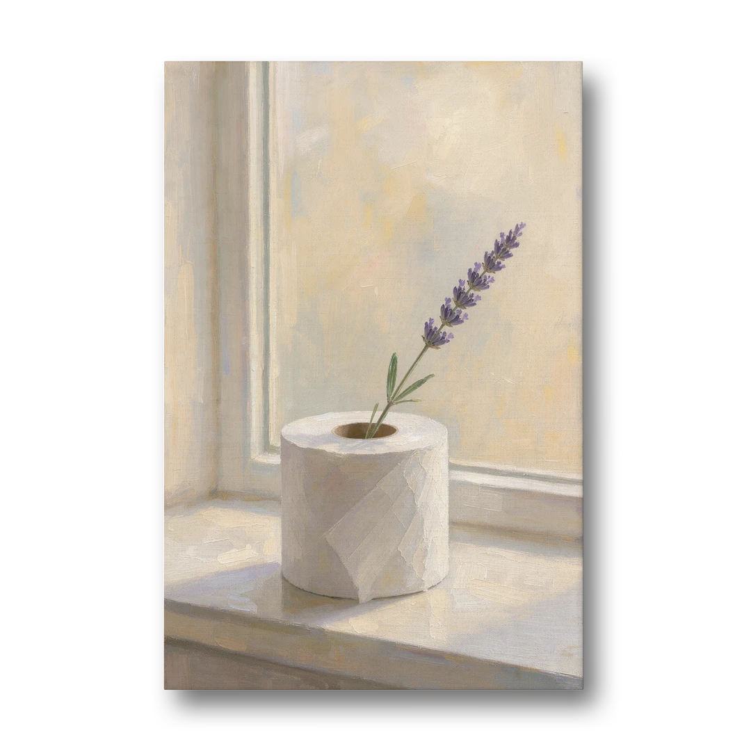Bathroom Decor Wall Art with a Lavender Sprig - Canvas Wall Art - Front