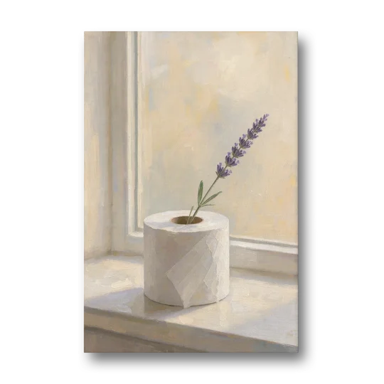 Bathroom Decor Wall Art with a Lavender Sprig - Canvas Wall Art - Front