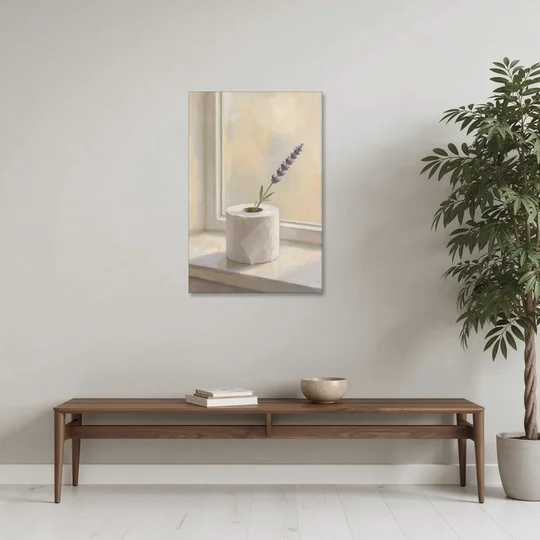 Bathroom Decor Wall Art with a Lavender Sprig - Canvas Wall Art - Coffee Table - 24x36
