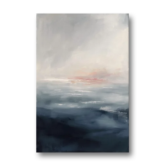 Bathroom Paintings Blush Dawn Over a Misty Sea - Canvas Wall Art - Front