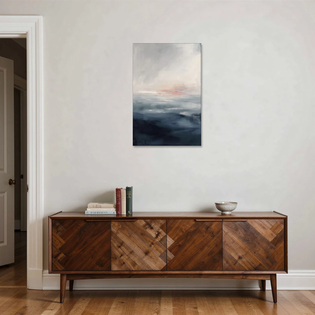 Bathroom Paintings Blush Dawn Over a Misty Sea - Canvas Wall Art - Coffee Table - 24x36