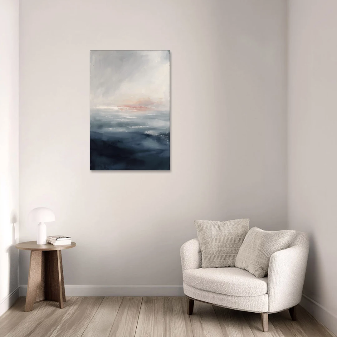 Bathroom Paintings Blush Dawn Over a Misty Sea - Canvas Wall Art - Sofa - 24x36