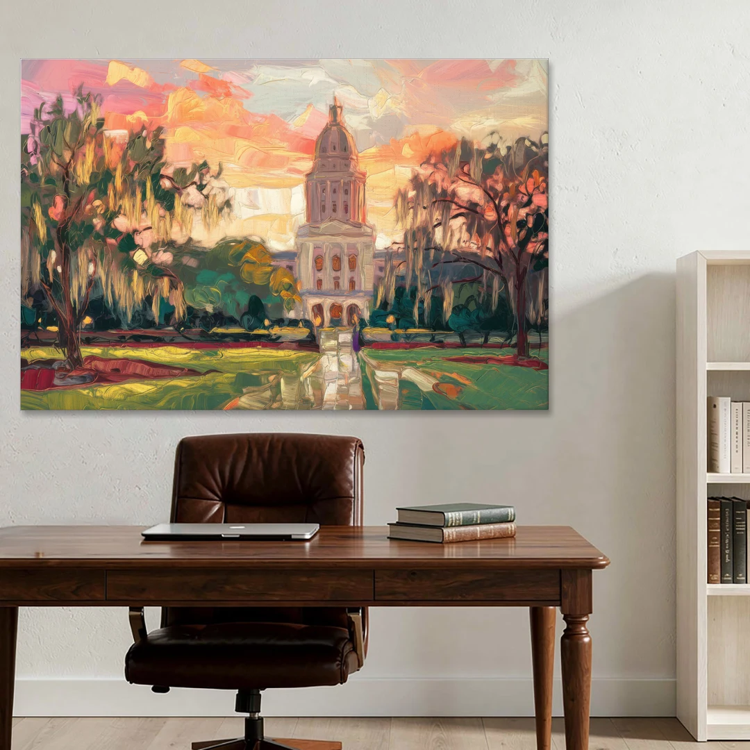 Baton Rouge Louisiana State Capitol - Canvas Wall Art - Office - 60x40