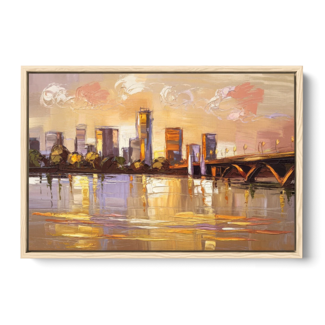 Baton Rouge Mississippi River View - Oak Framed Canvas Wall Art - Front