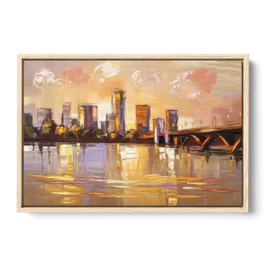 Baton Rouge Mississippi River View - Oak Framed Canvas Wall Art - Front